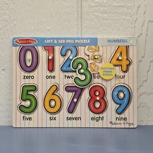 New Melissa & Doug Lift & See Numbers Peg Puzzle - Multicolor